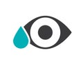 Human eye with drop colored icon. Eye drops, medicine, tears symbol