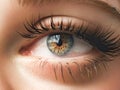 Human eye and eyelashes close up