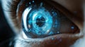 Human eye with futuristic technology and augmented reality interface Royalty Free Stock Photo