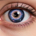 Human eye with galaxy iris detail Royalty Free Stock Photo