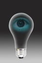Human eye in light bulb Royalty Free Stock Photo