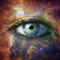 Human eye looking in Universe - Elements of this image furnished by NASA Royalty Free Stock Photo