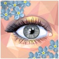 Human eye makeup card in polygon style