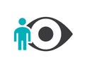Human eye with man colored icon. Human visual system, healthy organ symbol