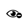 Human Eye with Minus, Nearsighted Vision, Myopia Flat Vector Icon Royalty Free Stock Photo