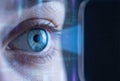 Human eye observing futuristic digital interface Royalty Free Stock Photo