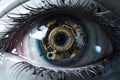 Human eye in robot. Generate Ai