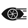 Human eye showing fast processing speed with rotating blades icon