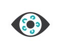 Human eye with tumors colored icon. Eye cancer, disease visual organ, retinoblastoma symbol