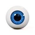 Human eyeball with blue iris isolated with shadow on white background 3d render Royalty Free Stock Photo