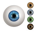 Human eyeball. People anatomical items macro view vision 3d medical decent vector symbols