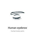 Human eyebrow outline vector icon. Thin line black human eyebrow icon, flat vector simple element illustration from editable human