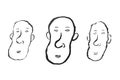 Human face, black ink line art, vector illustration, fine art