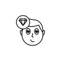 human face character mind in diamond icon