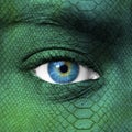 Human face with dragon skin texture Royalty Free Stock Photo