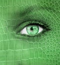 Human face with dragon skin texture Royalty Free Stock Photo