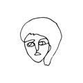 Human face drawn by one line.