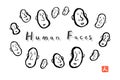 Human face icon set, black ink line art, vector illustration, fine art, Japanese word of this image means