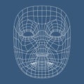 Human face mesh 3d modeling recognition head scan vector illustration