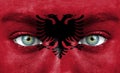 Human face painted with flag of Albania Royalty Free Stock Photo