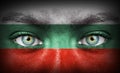 Human face painted with flag of Bulgaria Royalty Free Stock Photo