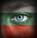 Human face painted with flag of Bulgaria Royalty Free Stock Photo
