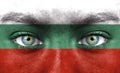 Human face painted with flag of Bulgaria Royalty Free Stock Photo