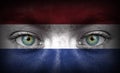 Human face painted with flag of Netherlands Royalty Free Stock Photo