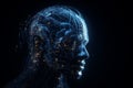 Human face and technology abstract illustration. Generative AI