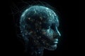 Human face and technology abstract illustration. Generative AI