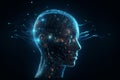 Human face and technology abstract illustration. Generative AI