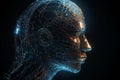Human face and technology abstract illustration. Generative AI