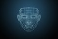 Human face, triangular glowing grid, Biometric verification face recognition. Technology of face recognition on Royalty Free Stock Photo