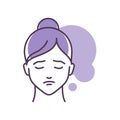 Human feeling depression line color icon. Face of a young girl depicting emotion sketch element. Cute character on Royalty Free Stock Photo