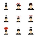 Human feelings icons set, flat style