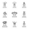 Human feelings icons set, outline style