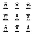 Human feelings icons set, simple style