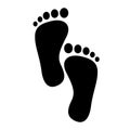 Human feet black silhouette. Footprint with toes icon. Royalty Free Stock Photo