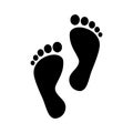 Human feet black silhouette. Footprint with toes icon. Royalty Free Stock Photo