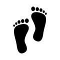 Human feet black silhouette. Footprint with toes icon.