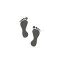 Human feet black silhouette. Footprint with toes symbol icon. Royalty Free Stock Photo