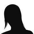 Human female head icon silhouette. Flat vector illustration isolated on white Royalty Free Stock Photo