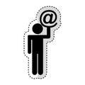 Human figure with arroba symbol isolated icon Royalty Free Stock Photo