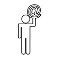 Human figure with arroba symbol isolated icon Royalty Free Stock Photo