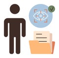 Data Privacy Concept with Human Figure, Eye Scan, and File Folder for Secure Information Management Royalty Free Stock Photo