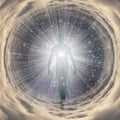 Soul in light tunnel Royalty Free Stock Photo