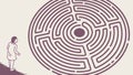 Human Figure in a Complex Circular Maze, vector design Generative AI Royalty Free Stock Photo