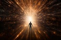 Human Figure Floating Toward Bright Tunnel Of Light Royalty Free Stock Photo