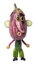 Funny man created from eggplant and cucumber