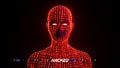 Red binary code human form with glowing eyes and word hacked Royalty Free Stock Photo